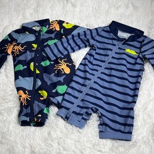 Simple Joys Blue and Navy Baby Rompers